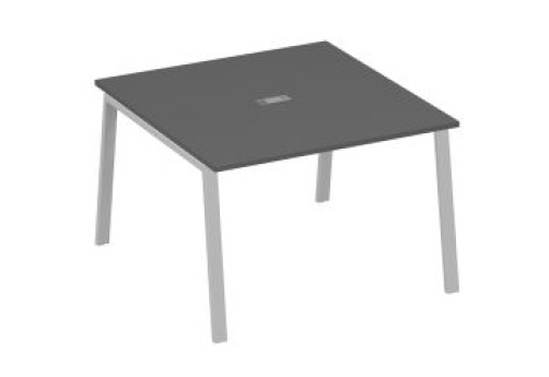 Стол для переговоров Мира Трио, цвет антрацит премиум + серый