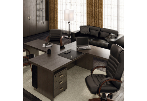 Стол письменный с боковой приставкой и брифинг-приставкой Доминго, цвет венге