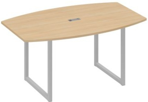 Стол для переговоров фигурный Мира Одри, цвет натуральный дуб + серый