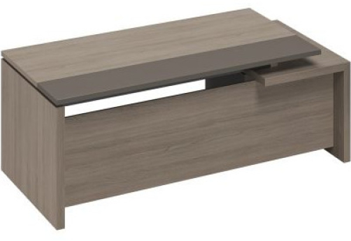 Стол руководителя с тумбой подвесной 2-ящичной с замком левый Британия, цвет дуб + серый