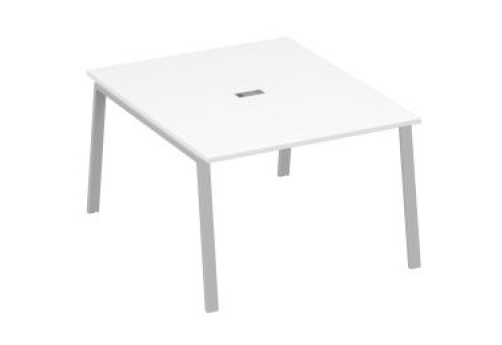 Стол для переговоров Мира Трио, цвет белый премиум + серый