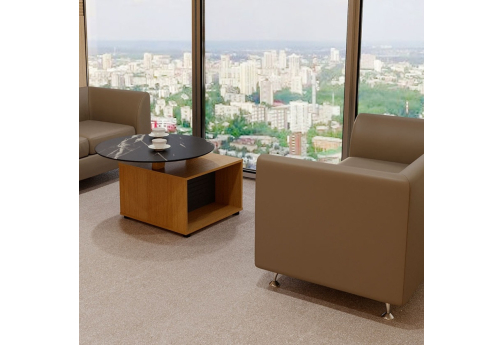 Журнальный стол Флекс, цвет черный мрамор + массив ясеня