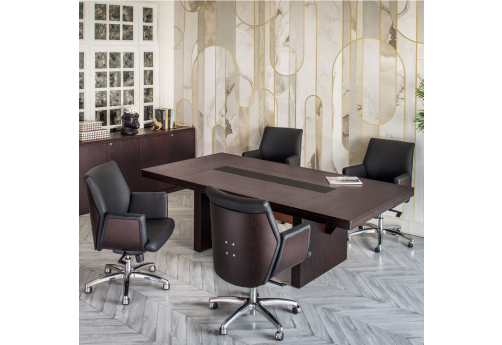 Стол для переговоров Сопрано, цвет дуб ферро + черный