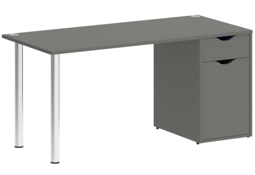 Стол письменный с тумбой, цвет металлик