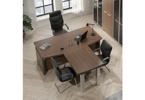 Стол руководителя с брифинг-приставкой Вельвет, цвет темный дуб