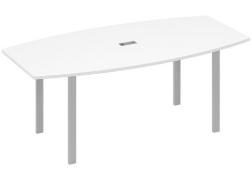 Стол для переговоров фигурный Мира Нумо, цвет белый премиум + серый