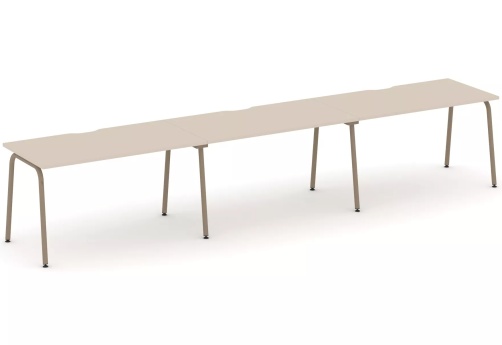 Рабочая станция на 3 места (с вырезом под провода), цвет капучино