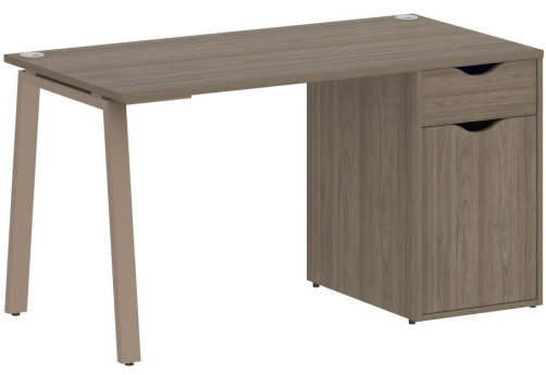 Стол письменный с тумбой, цвет вяз + мокко