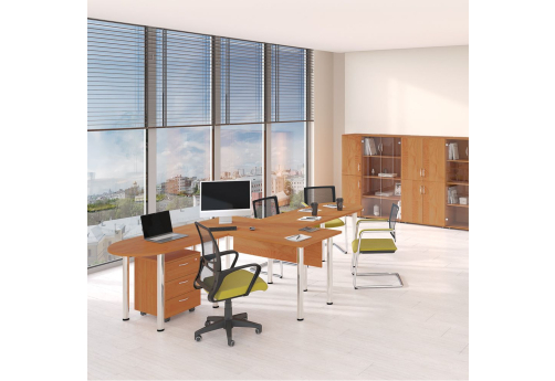 Стол письменный на хромированных опорах с экраном и приставками Тарли Хром, цвет ольха