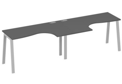 Рабочая станция эргономичная 2х140 Мира Трио, цвет антрацит премиум + серый