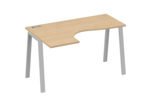 Стол эргономичный левый Мира Трио, цвет натуральный дуб + серый
