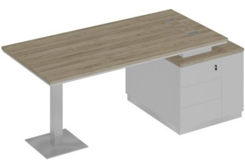 Стол на опорной тумбе Римини Т, цвет дуб светлый + белый + белый