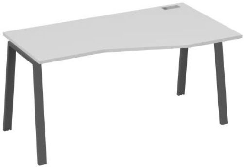 Стол эргономичный правый 160 Мира Трио, цвет серый + антрацит