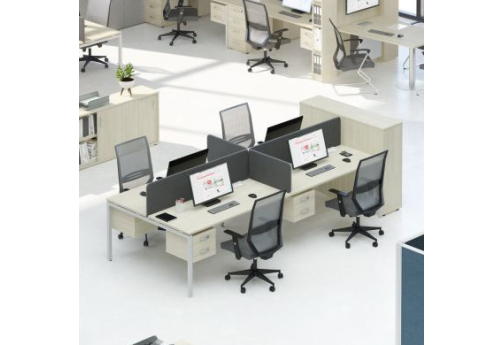 Рабочая станция (4х120) с подвесными тумбами Мира Нумо, цвет дуб скандинавский + белый