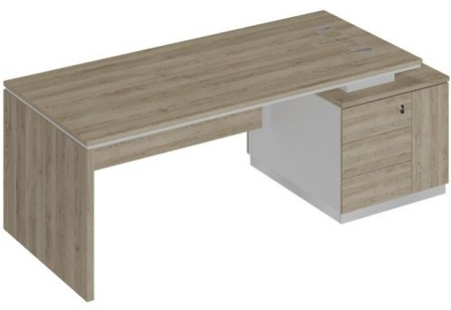 Стол (опора ДСП) на опорной тумбе Римини Т, цвет дуб светлый + белый + дуб светлый