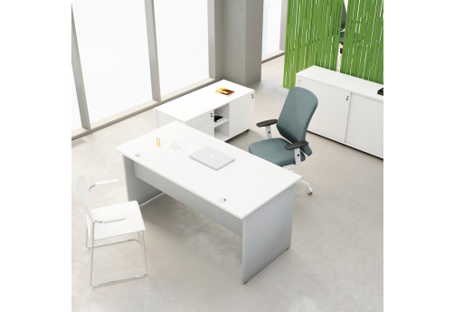 Стол рабочий (2 заглушки) Аронти, цвет белый