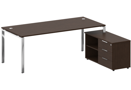 Стол руководителя с опорной тумбой правый, цвет венге