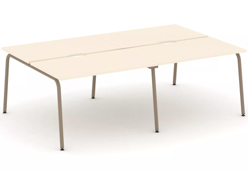 Рабочая станция на 4 места (с вырезом под провода), цвет сатин