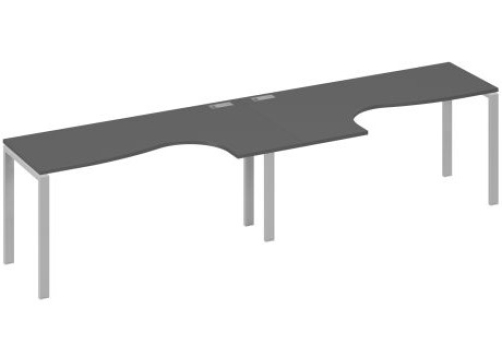 Рабочая станция эргономичная (2х160) Мира Нумо, цвет антрацит премиум + серый