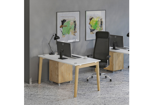 Стол прямой Лотос Вуд, цвет белый