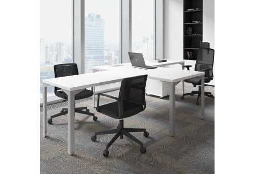 Стол для руководителя с боковой приставкой и брифинг-приставкой Кристо Директ, цвет белый