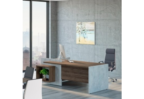 Стол рабочий правый Монреаль, цвет дуб + бетон