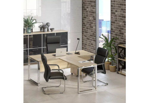 Стол руководителя с брифинг-приставкой Электра, цвет акация