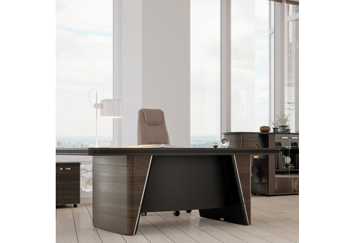 Стол руководителя с нижней панелью Мокко, цвет темный мокко + черный