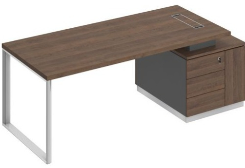 Стол руководителя на опорной тумбе (левый/правый) Римини, цвет дуб темный + антрацит + дуб темный