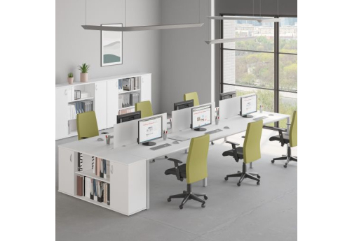 Рабочая станция (6х100) Прайм Металл 50, цвет белый + серый