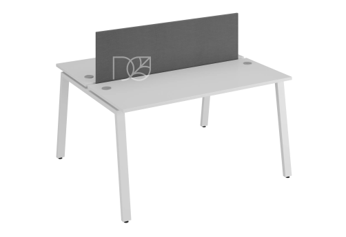 Стол на 2 рабочих места (с просветом), 1000х1475х750 мм, цвет белый