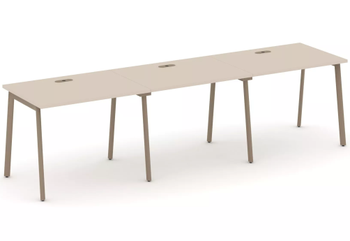 Рабочая станция на 3 места (с лючками), цвет капучино