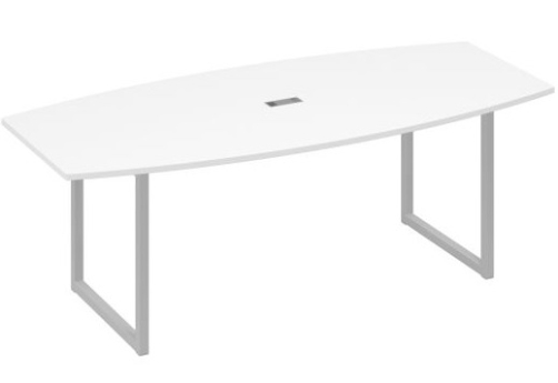 Стол для переговоров фигурный Мира Одри, цвет белый премиум + серый