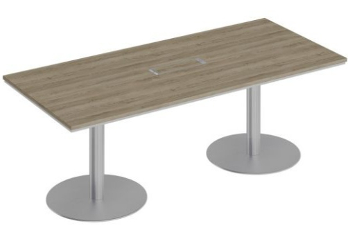 Стол для переговоров на круглых опорах Римини Т, цвет дуб светлый