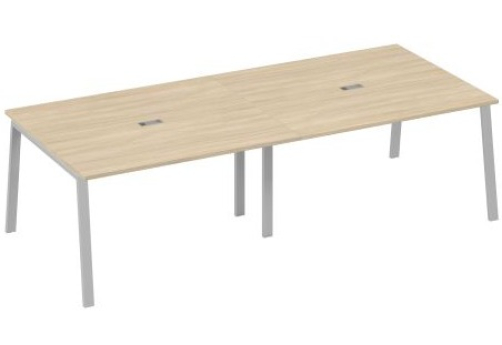 Стол для переговоров Мира Трио, цвет дуб скандинавский + серый