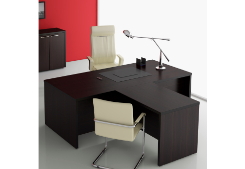 Стол руководителя с брифинг-приставкой Асти, цвет венге
