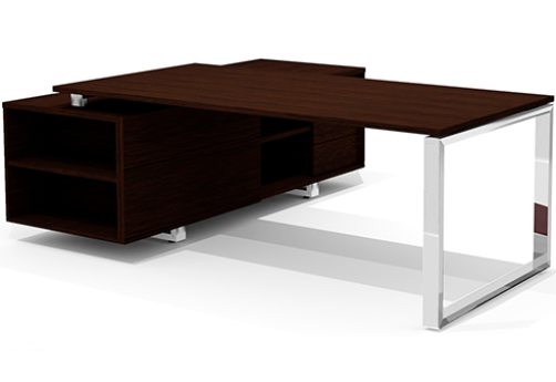 Стол руководителя на опорной тумбе правый Некста Директ, цвет венге + хром