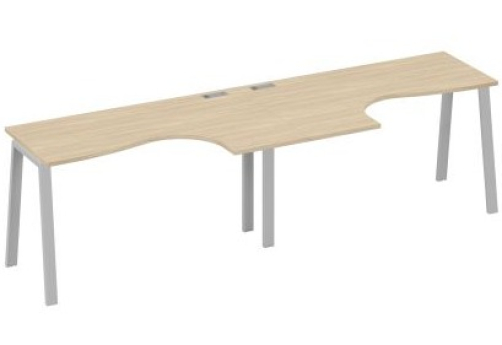 Рабочая станция эргономичная 2х140 Мира Трио, цвет дуб скандинавский + серый