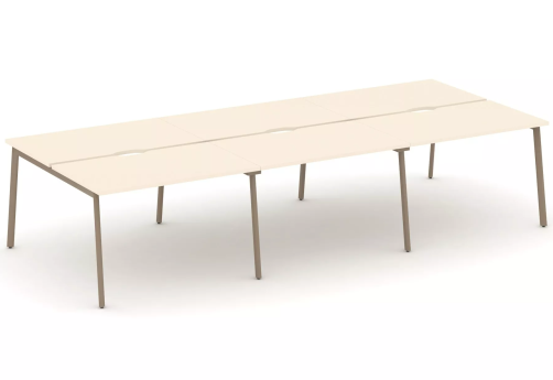 Рабочая станция на 6 мест (с вырезом под провода), цвет сатин