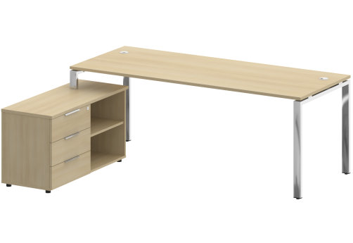 Стол руководителя с опорной тумбой левый, цвет акация