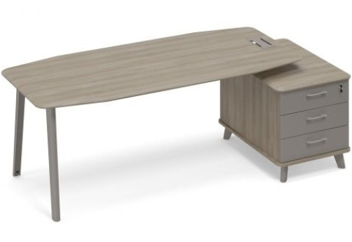 Стол руководителя на тумбе малой (тип 2) Види Металл, цвет вяз + мокко