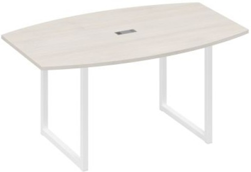 Стол для переговоров фигурный Мира Одри, цвет дуб шамони + белый