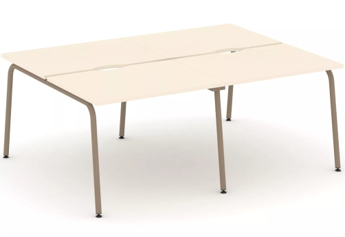 Рабочая станция на 4 места (с вырезом под провода), цвет сатин