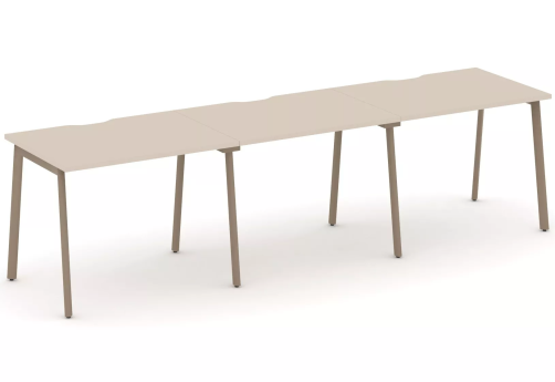 Рабочая станция на 3 места (с вырезом под провода), цвет капучино