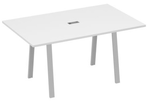 Стол для переговоров 160 Мира Трио, цвет белый премиум + серый