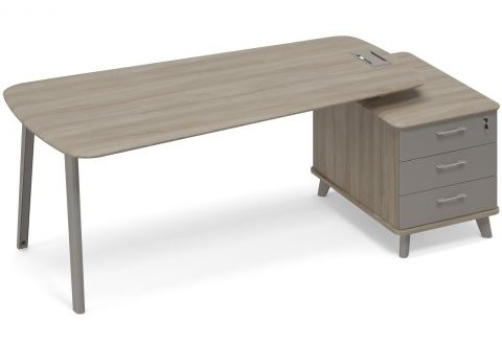 Стoл руководителя (тип 3) опорная тумба малая Види Металл, цвет вяз + мокко