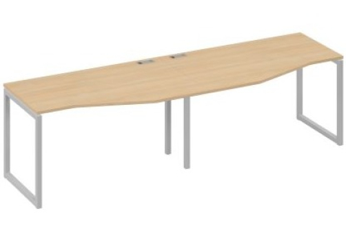 Рабочая станция эргономичная (2х140) Мира Одри, цвет натуральный дуб + серый