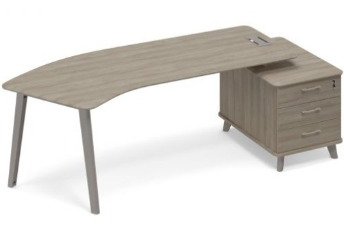 Стол эргономичный правый на тумбе малой (тип 5) Види Металл, цвет вяз