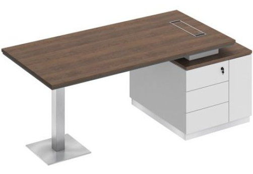 Стол на опорной тумбе Римини Т, цвет дуб темный + белый + белый