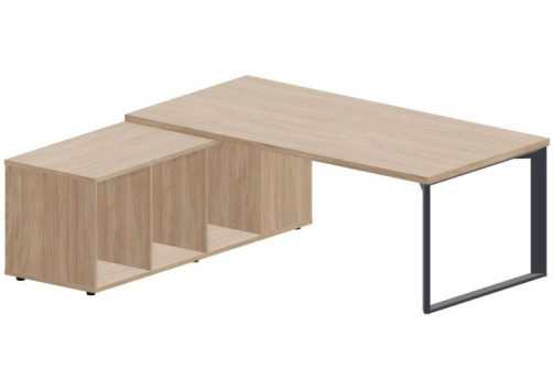 Стол на опорной сервисной тумбе (левый) Марко, цвет светлый дуб + антрацит